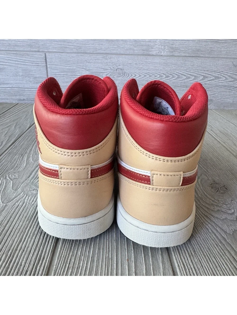 Nike Air Jordan 1 Mid Sail Red Tan Men’s Sneakers Size 7.5 Style 554724-201